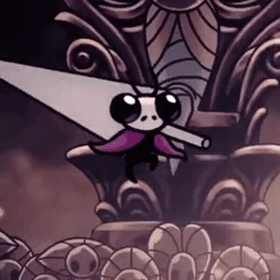 A Cartoon Butterfly Is Flying In The Air In Front Of A Statue . GIF