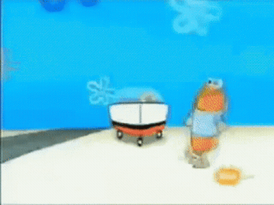 A Cartoon Car Is Driving Down A Road In Front Of A Spongebob Squarepants Background . GIF