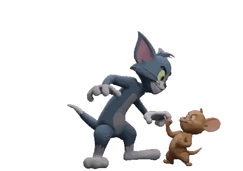 A Cartoon Cat And A Cartoon Mouse Are Standing Next To Each Other On A White Background Sticker