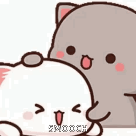 A Cartoon Cat And A Rabbit Are Sitting Next To Each Other . GIF