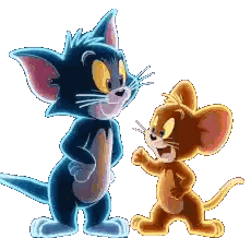 A Cartoon Cat And Mouse Are Standing Next To Each Other Sticker
