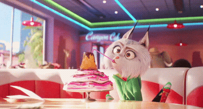 A Cartoon Cat Drinking From A Straw In A Diner GIF