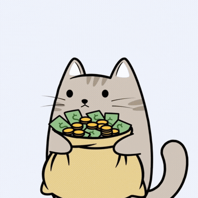 A Cartoon Cat Holding A Bag Of Money With The Words Robbed A Bank Above It GIF
