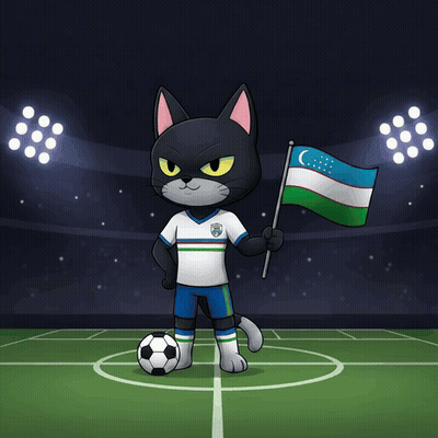 A Cartoon Cat Holding A Flag And A Soccer Ball On A Field GIF