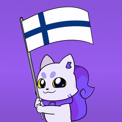 A Cartoon Cat Holding A Flag With A Cross On It GIF