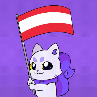 A Cartoon Cat Holding A Red And White Flag GIF