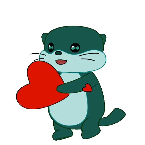 A Cartoon Cat Holding A Red Heart In Its Paws GIF