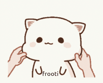 A Cartoon Cat Is Being Petted By A Person 'S Hands And The Word Frooti Is On The Bottom GIF