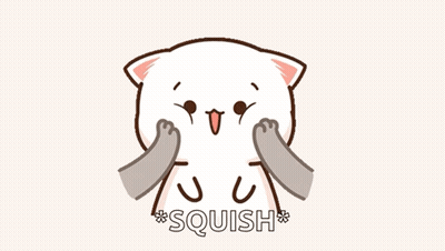 A Cartoon Cat Is Being Squeezed By A Gray Cat 'S Paw . GIF
