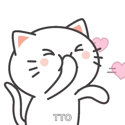 Cartoon Cat Blowing Kiss With Pink Hearts GIF