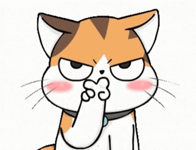 A Cartoon Cat Is Covering His Nose With Its Paw GIF