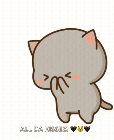 A Cartoon Cat Is Covering Its Face With Its Paw And The Words All Da Kissez Are Below It GIF