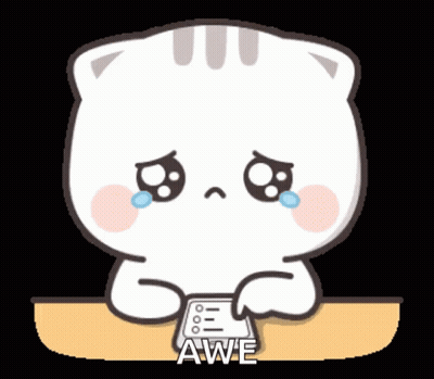 A Cartoon Cat Is Crying While Looking At A Cell Phone And Says Awe GIF