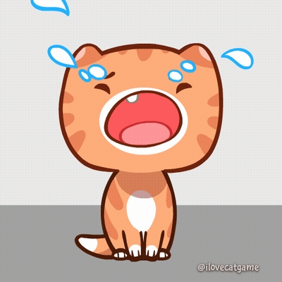 A Cartoon Cat Is Crying With Tears Coming Out Of It 'S Eyes GIF