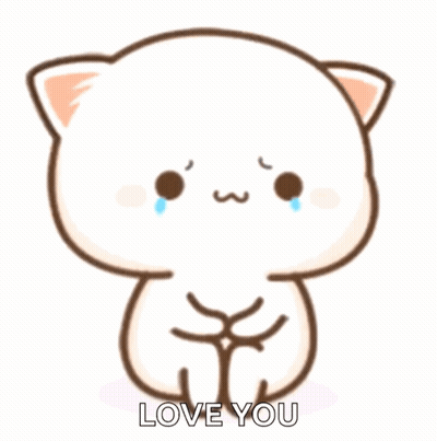 A Cartoon Cat Is Crying With Tears Coming Out Of Its Eyes And The Words " Love You " Written Below It GIF