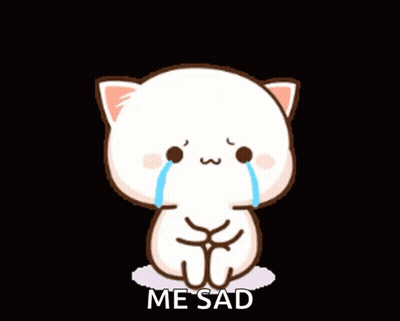 A Cartoon Cat Is Crying With Tears Coming Out Of Its Eyes And The Words Me Sad Below It . GIF