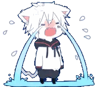 A Cartoon Cat Is Crying With Tears Coming Out Of Its Eyes . Sticker