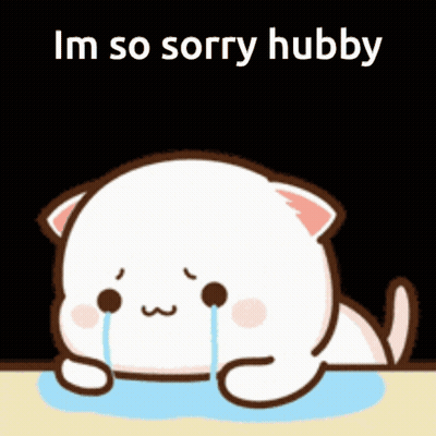 A Cartoon Cat Is Crying With The Words Im So Sorry Hubby Above It GIF