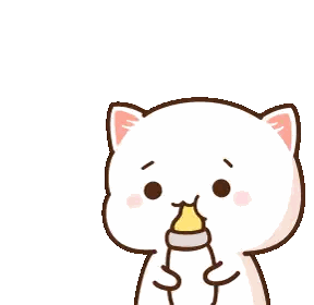 A Cartoon Cat Is Drinking Milk From A Bottle . Sticker