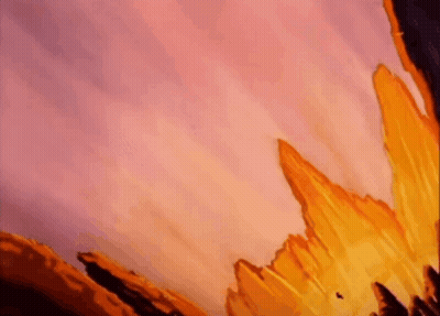 A Cartoon Cat Is Falling From A Cliff Into A Fire . GIF