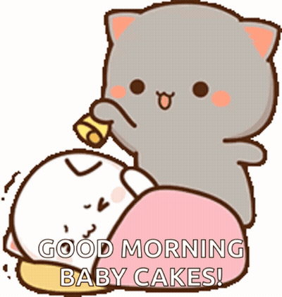 A Cartoon Cat Is Feeding A Baby A Banana And Says Good Morning Baby Cakes ! GIF