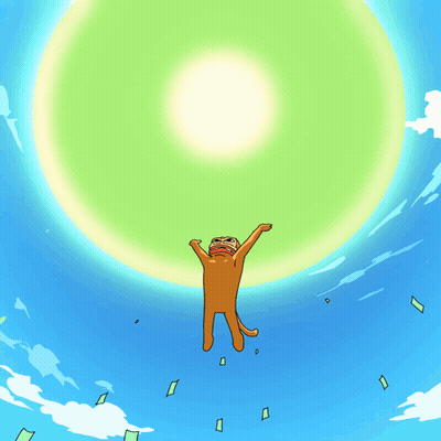 A Cartoon Cat Is Flying Through The Air With A Green Circle In The Background GIF