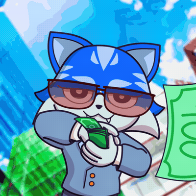 A Cartoon Cat Is Holding A 100 Dollar Bill In His Hands GIF