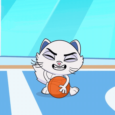 A Cartoon Cat Is Holding A Basketball And Making A Face GIF