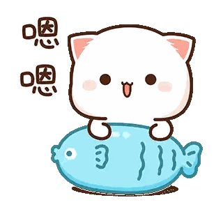 A Cartoon Cat Is Holding A Blue Fish In Its Paws . Sticker