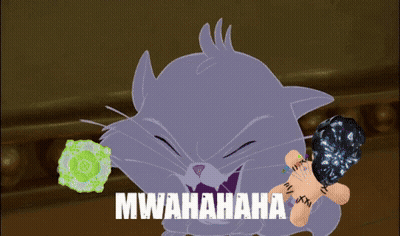 A Cartoon Cat Is Holding A Bone With The Words Mwahaha Written Below It GIF