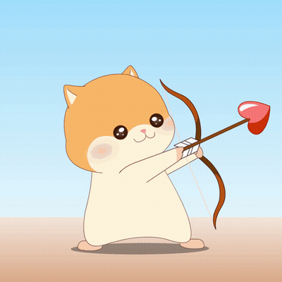 A Cartoon Cat Is Holding A Bow And Arrow With Hearts On It GIF