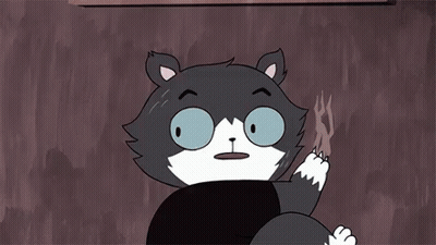A Cartoon Cat Is Holding A Broom And Saying Bad ! Bad ! GIF