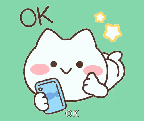 A Cartoon Cat Is Holding A Cell Phone And Giving A Thumbs Up Sign GIF