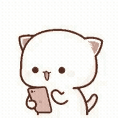 A Cartoon Cat Is Holding A Cell Phone And Hearts Are Flying In The Air . GIF