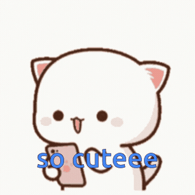 A Cartoon Cat Is Holding A Cell Phone And The Words So Cuteee Are Below It GIF