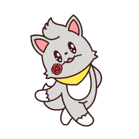 A Cartoon Cat Is Holding A Diamond And A Rose In Front Of A Heart GIF