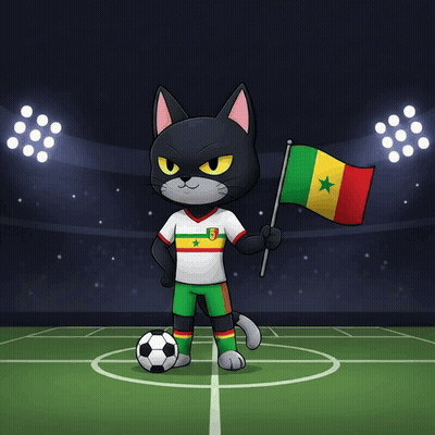 A Cartoon Cat Is Holding A Flag And A Soccer Ball GIF