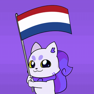 A Cartoon Cat Is Holding A Flag With A Red White And Blue Stripe GIF
