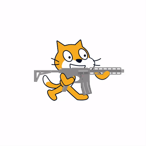 A Cartoon Cat Is Holding A Gun With A Magazine Missing GIF