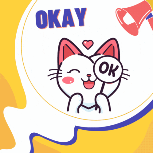 A Cartoon Cat Is Holding A Magnifying Glass With The Word Ok On It GIF