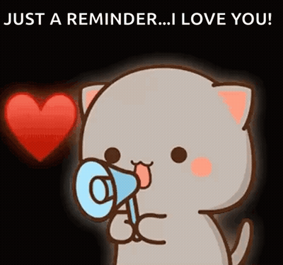 A Cartoon Cat Is Holding A Megaphone In Front Of A Heart . GIF