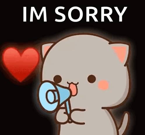 A Cartoon Cat Is Holding A Megaphone In Front Of A Heart And Saying I 'M Sorry . GIF