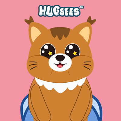 A Cartoon Cat Is Holding A Pair Of Blue Slippers With The Words Hugsfes Comfy Below It GIF