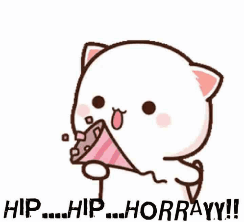 Cartoon Cat Celebrating With Party Hat GIF