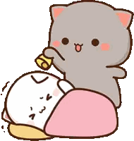 A Cartoon Cat Is Holding A Piece Of Cheese Over A White Cat . Sticker