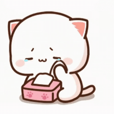 A Cartoon Cat Is Holding A Pink Box Of Tissues And Crying . GIF