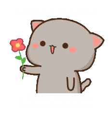 A Cartoon Cat Is Holding A Red Flower In Its Paw Sticker