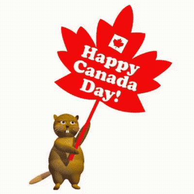 A Cartoon Cat Is Holding A Red Umbrella With The Word Happy Day On It . GIF