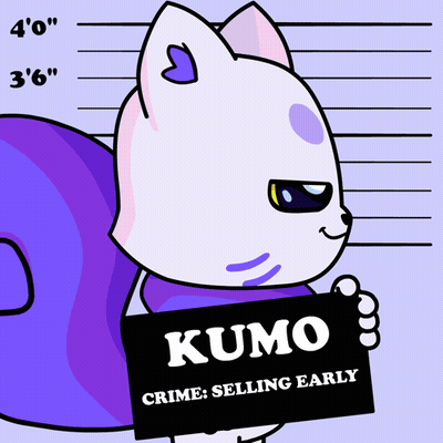 A Cartoon Cat Is Holding A Sign That Says Kumo GIF