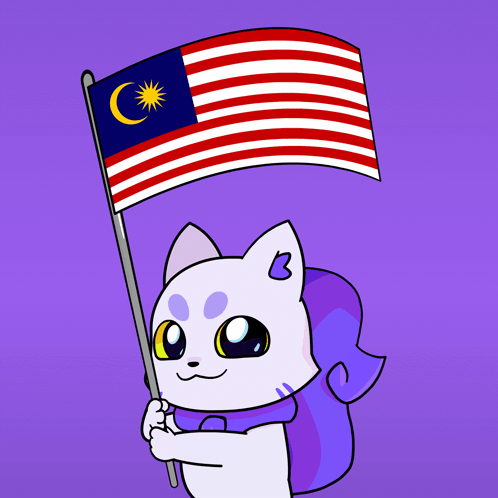 A Cartoon Cat Is Holding An American Flag GIF
